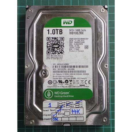 USED, Hard Disk, WD10EZRX, WD Green, WD10EZRX-00L4HB0, Desktop, SATA, 1TB