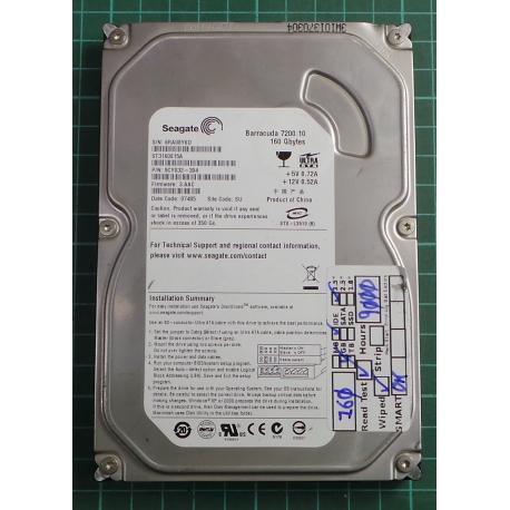 USED, Hard Disk, Barracuda 7200.10, ST3160815A, Seagate, P/N: 9CY032-304, Firmware: 3.AAC, Desktop, IDE, 160GB