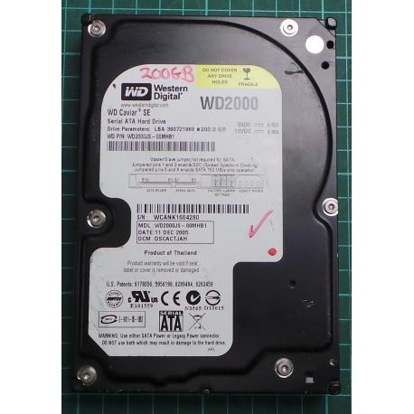USED, Hard Disk, WD2000, WD Caviar, WD2000JS-00MHB1, Desktop, SATA, 200GB