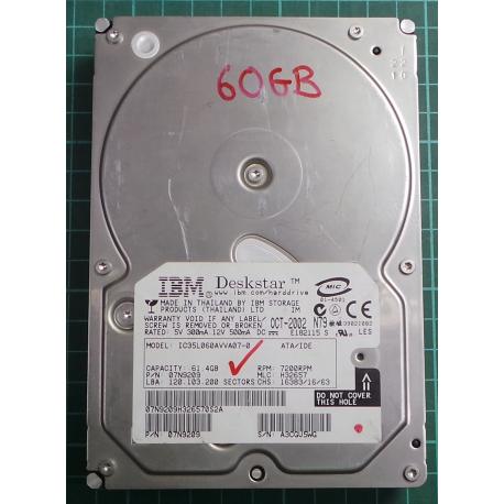 USED, Hard Disk, IBM, IC35L060AVVA07-0, P/N: 07N9209, Desktop, IDE, 60GB