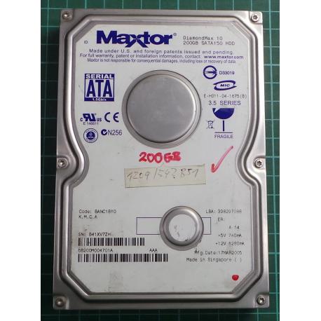 USED Hard Disk, MAXTOR, DiamondMax 10, BANC1BY0, Desktop, SATA, 200GB