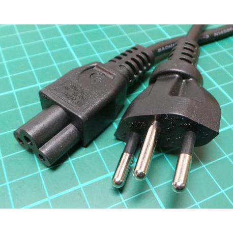 0.65m Swiss Plug to Clover Socket Cable, 250V, 10A