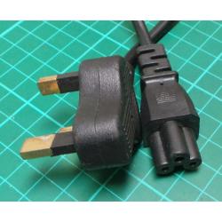 1.2m UK Plug to Clover Socket Cable, 250V, 10A