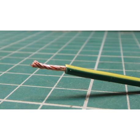 100m, Stranded Wire, Insulated, 0.75 mm2, 105°, Green/Yellow