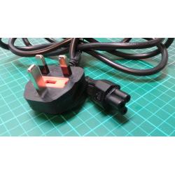 1.8m UK Plug to Clover Socket Cable, 250V, 13A, Fused