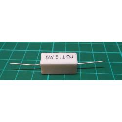 Ceramic resistor, 5R1, 5W, 5%, 300ppm, 350V 