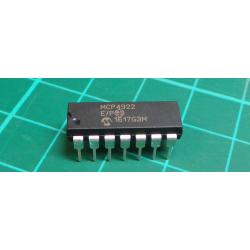 MCP4922, D to A converter, 12bit, Channels: 2, DIP14