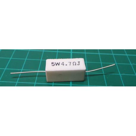 Ceramic resistor 4R7 5W, 5%, 30ppm, 350V 