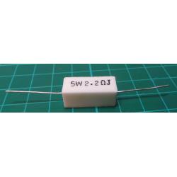 Ceramic resistor 2R2 5W, 5%, 300ppm, 350V 