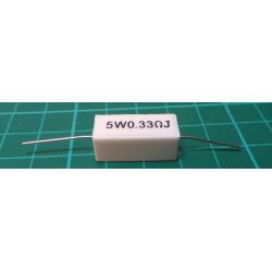0,33R ceramic resistor 5W, 5%, 300ppm, 350V 