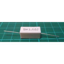 Ceramic resistor 1R5 5W, 5%, 300ppm, 350V 