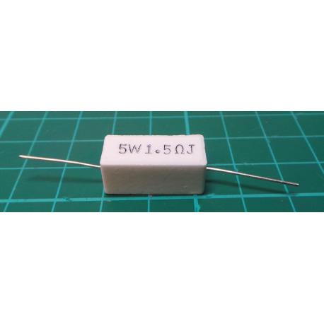Ceramic resistor 1R5 5W, 5%, 300ppm, 350V 