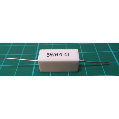 0,47R ceramic resistor 5W, 5% 400ppm, 350V 