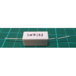 0,18R ceramic resistor 5W, 5%, 300ppm, 350V 