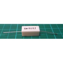 0,68R ceramic resistor 5W, 5%, 300ppm, 350V 