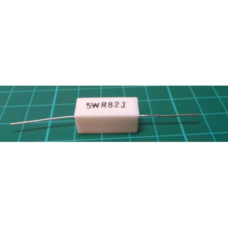 0,82R ceramic resistor 5W, 5% 400ppm, 350V 