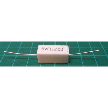 Ceramic resistor 1R2 5W, 5%, 300ppm, 350V 