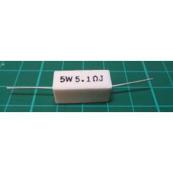Ceramic resistor 5R1 5W, 5% 300ppm, 350V 