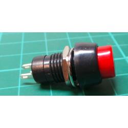 Switch, Push Button, Momentary, SPST, 250V, 1A, Red, needs 10mm hole