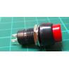 Switch, Push Button, Momentary, SPST, 250V, 1A, Red, needs 10mm hole