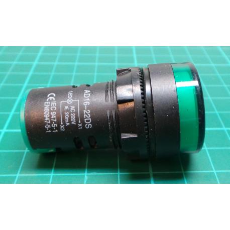 230V LED lamp 29 mm, green 