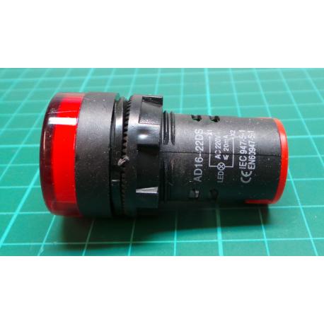 230V LED lamp 29 mm, red 