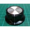 Knob, for 6mm smooth shaft, Ø34x16mm, Black/Silver