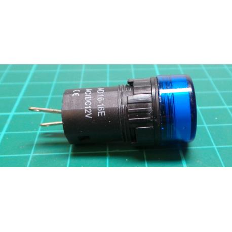 12V LED lamp 19 mm, blue 
