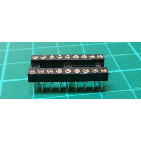 Socket: DIP, PIN: 18, 7.62 mm, gilt, polyester, UL94V-0, 1A, THT
