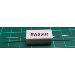 Ceramic Resistor, 33R, 5W, 5%, 300ppm, 350V
