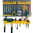 Wall mount tool holder and parts storage set