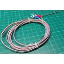 K Type Thermocouple, Stainless Steel, 1.5mm Probe, 2m