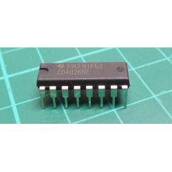 4026, Decade counter with decoded 7-segment display outputs and display enable, DIP16
