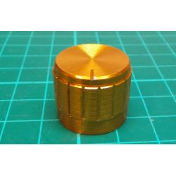 Knob, for 6mm knurled shaft, Ø21x17mm, Gold, Metal