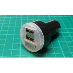 Black DUAL 2 PORT USB CAR CHARGER ADAPTER 2A 2.2A LT