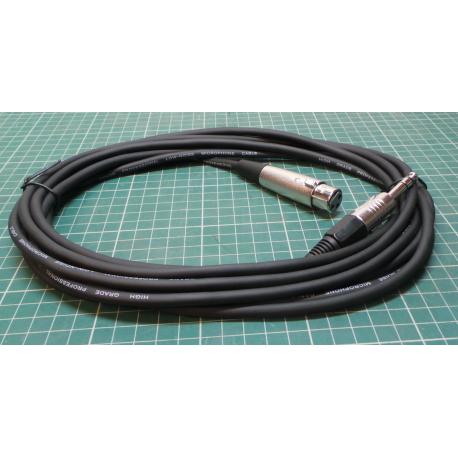 3P XLR cable jack - Jack 6,3 stereo, 2m, OFC cable 6 mm