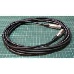 XLR Male to Female Cable, 5m, OFC Cable, 6 mm Dia