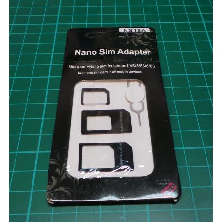 Adapter SIM karet 4v1 z nanoSIM na microSIM a miniSIM do iPhone