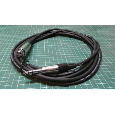 3P XLR cable jack - Jack 6,3 stereo, 5m, OFC cable 6 mm