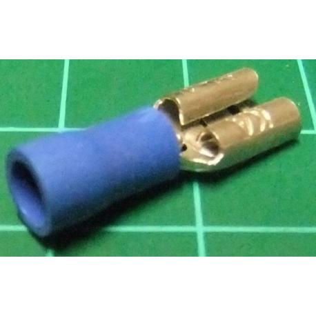 Spade Connector, Female, 6.3mm, Blue, half insulated