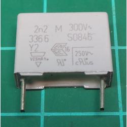Capacitor, 2.2nF, 300V, Polyester Film, Cropped Legs
