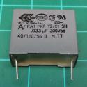 Capacitor, 33nF, 300V, Polyester Film, Cropped Legs