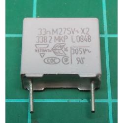 Capacitor, 33nF, 275V, Polyester Film, Cropped Legs