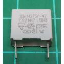 Capacitor, 33nF, 275V, Polyester Film, Cropped Legs