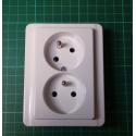 Double Mains Socket, 230V, 16A, fits on recessed wall box