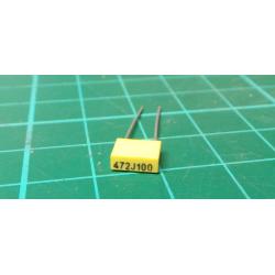 Capacitor, 4.7nF, 100V, 5mm Pitch, Polyester Film, 5%