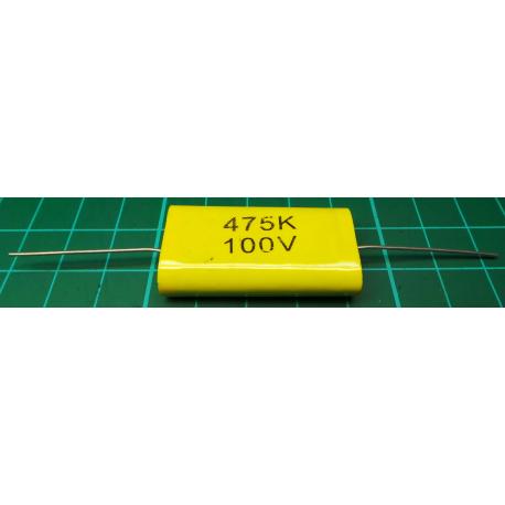Capacitor, 4.7uF, 100V, Polyester Film, Rolled, Non Polarised