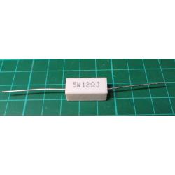 Ceramic Resistor, 12R, 5W, 5%, 300ppm, 500V
