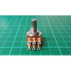 Potentiometer, 2x100kΩ, Lin, 125mW, ± 20%, 6x7mm Knurled Shaft, Cable solder Lugs