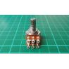 Potentiometer, 2x22kΩ, Log, 63mW, ± 20%, 6x7mm Knurled Shaft, Cable solder Lugs